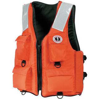 Mustang Survival - Klassisk industriel vest med 4 Lommer & Solas Reflective Tape (Orange - L) - USCG -godkendte D -Rings Solas Reflectivity 4 Lom