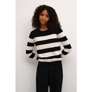 Kaffe Kalizza Striped Knit Pullover Strik 10509065 Black / Turtledove Stripe (SMALL)