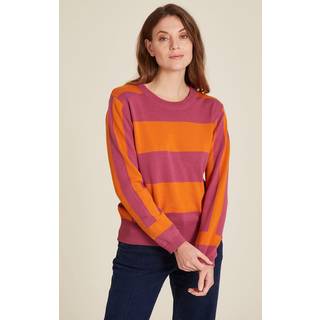Tranquillo Women's Strickpullover im Block-Design Sweatere Damer størrelse XS farve pink/orange