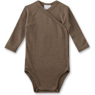 Sanetta Kid's Wrapover Body 1/1 Wool Merino undertøj Børn størrelse 44/50 farve brun