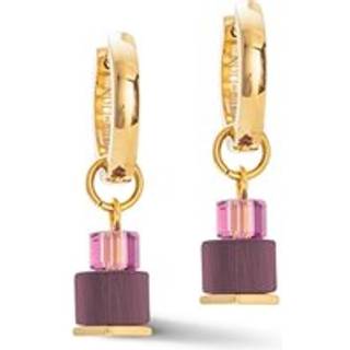 Coeur De Lion Gold Cube Fusion Red Charm Earrings - Gold