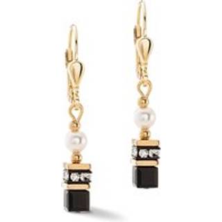Coeur De Lion Gold Sparkling Princess Black Earrings - Gold