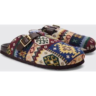 Mens Red Tapestry Buckle Detail Mule