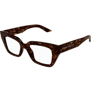 Alexander McQueen Kvinde AM0453O 002 Optiske stel Acetat Havana Transparent Cat Eye