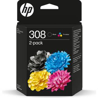 HP blæk nr. 308 sort/trefarvet - 2 stk. (På lager i varehus)