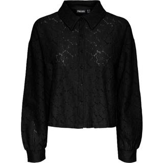 Pieces - Pcranessa Ls Shirt Jrs - Bluser og skjorter til kvinder - Black - S