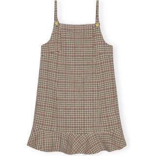 Check Wool Mix Mini Dress F9695 - Tiger's Eye - GANNI - Tern L