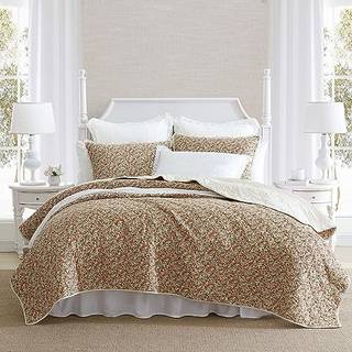 Laura Ashley - Queen Quilt Set Letv?gt Bomuld Senget?j med matchende Shams Vintage Blomsterinspireret boligindretning med solidt omvendt (Lovesto