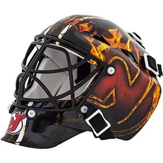 Franklin Sports New Jersey Devils NHL Team Logo Mini Hockey målmaske med sag - Samlibærelig målmaske med officielle NHL -logoer og farver sort