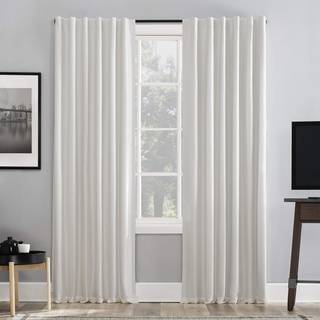 Sun Zero Greyson Faux Dupioni Silk Thermal Extreme Total Blackout Back Tab Gardin Panel 50 """" X 63 """" Pearl White