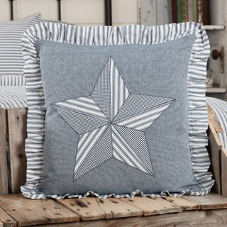 VHC Brands Sawyer Mill Blue Barn Star Decorative Farmhouse Throw Pillow til Sofa Couch eller Bed 18x18