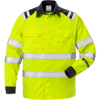 Fristads 124178 Flamestat Hi Vis Skjorte kl.3 7050 / Arbejdsskjorte Hi-Vis gul/Marine 4XL