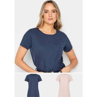 Lts Tall 2 Pack Navy Blue & Pink Short Sleeve Tshirts 10 Lts | Tall Women's Basic Tops