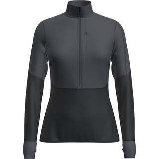 Icebreaker Women's Realfleece Descender L/S Half Zip Merino-shirt Damer størrelse L farve sort