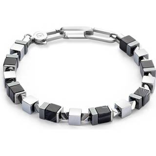 Coeur De Lion Men's Silver Black Cubes Bracelet - Silver - 19.5