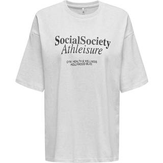 ONLY dame t-shirt ONLCASSIE - Light Grey Melange Social + labels brooklyn - XS