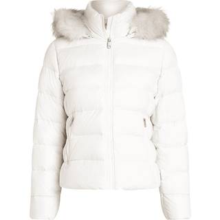 Tommy Hilfiger Tyra Gloss Down White Jakke med imiteret pelsStor