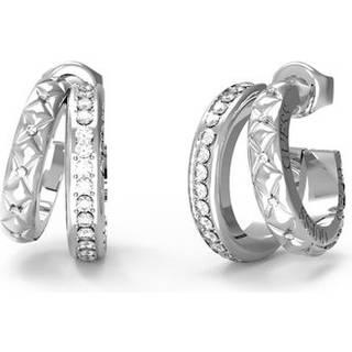 Guess JUBE04587JWRHT-U Damen-Ohrringe Creolen Matelasse Pave Zweireihig