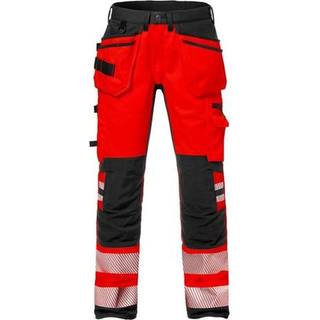 Fristads 127734 Hi Vis håndværker stretch bukser kl.2 2707 / Arbejdsbukser Rød/sort D120