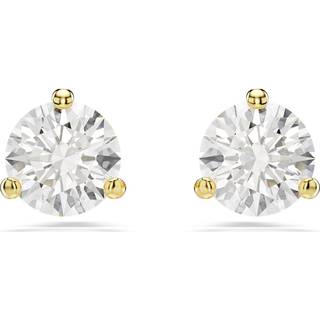 Solitaire Ohrstecker, Rundschliff, Weiß, Goldlegierungsschicht