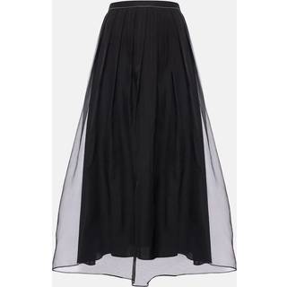 Brunello Cucinelli Pleated silk organza midi skirt - black - XXS
