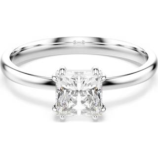 Attract Ring, Kissenschliff, Weiß, Rhodiniert