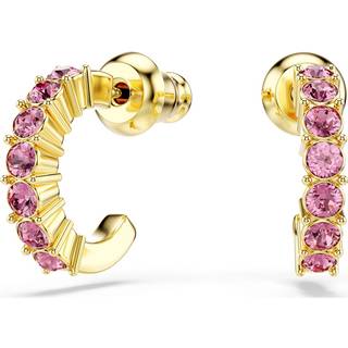 Mini Hoop Ohrringe, Rundschliff, Rosa, Goldlegierungsschicht