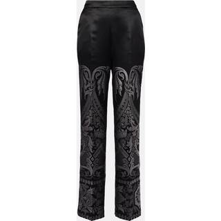 Etro Printed silk-blend wide-leg pants - grey - XXS
