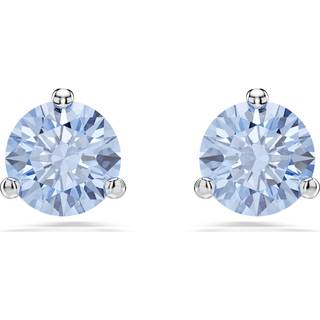 Solitaire Ohrstecker, Hellblau, Rhodiniert