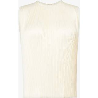Vince Chiffon-trimmed pleated satin top - white - S