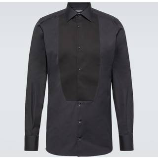 Dolce&Gabbana Plastron cotton shirt - black - EU 37