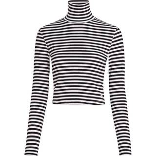 Slim Ribbed Cotton Roll Neck Top - Black - XXXL