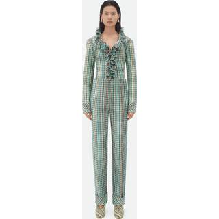 Bottega Veneta Fringed checked cotton-blend jacket - green - XXXS