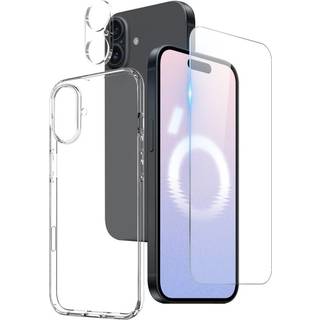 iPhone 16 | 3 i 1 360° Beskyttelsessæt m. Skærmbeskyttelse | Cover | Kameralinsebeskyttelse - Gennemsigtig