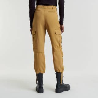 Cargo Cropped Drawcord Pants - Beige - Women