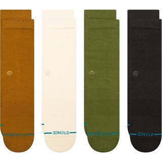 Stance Icon Crew 4 Pack Socks - M - gold