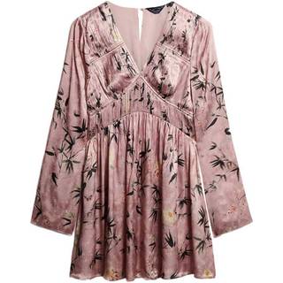 Superdry Superdry Blush Floral Japanese Shadow Flare Sleeve Jacquard Mini Dress