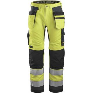 Snickers 6230 high-vis arbejdsbukser+ med hylsterlommer, klasse 2 gul/koksgrå 244