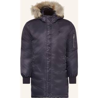 Long Hooded Parka Coat - Black - 4