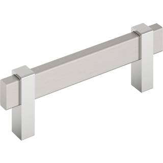 Amerock Mulino 3-3/4 tommer (96 mm) Center-to-Center Satin Nickel/Polished Chrome Cabinet Pull BP36723G1026