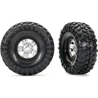 Traxxas - TRX8179X - Tires & wheels, assembled, glued (TRX-4® Sport, satin chrome, black beadlock 1.9" wheels, Canyon Trail 4.6x1.9" tires) (2)