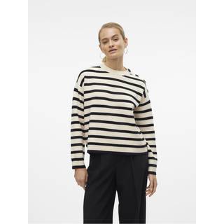 VERO MODA Vmsaba Ls O-neck Button Pullov Birch Stripes:Black XS
