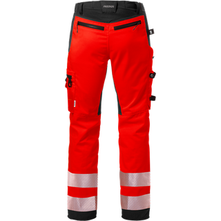 Fristads 127734 Hi Vis håndværker stretch bukser kl.2 2707 / Arbejdsbukser Rød/sort C66