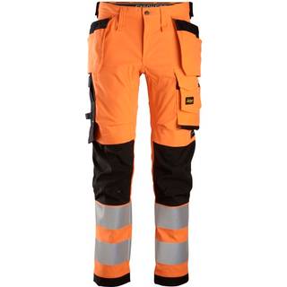 Snickers 6243 high-vis stretch bukser med hylsterlommer, klasse 2 orange/sort 246