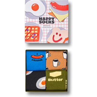 Happy socks 4-pak Breakfast Gift Set - Blue Pattern - Str 36/40