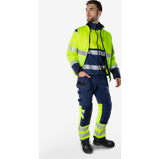 Fristads 134187 HiVis Green håndværker stretchbukser klasse 1 2643 GSTP / Arbejdsbukser Hi-Vis Gul/Sort C48