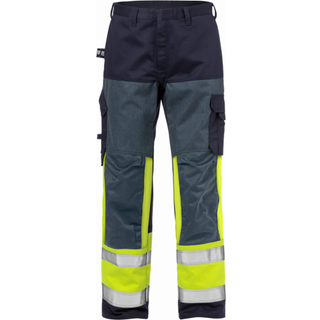 Fristads 125942 Flame Hi Vis bukser kl.1, 2587 / Arbejdsbukser Hi-Vis gul/Marine C44