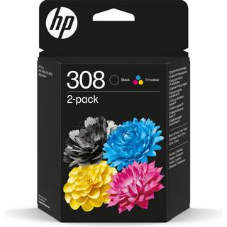 HP 308 / 6L6S6UE - 2-Pack Black and Color (Cyan Magenta Yellow) Ink - Blækpatron Cyan