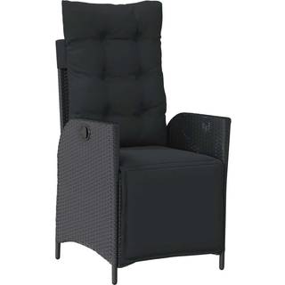 Havestole Med Lænefunktion Og Hynder Polyrattan - 1 / Sort / Med fodskammel