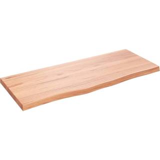 bordplade til badeværelse 100x40x(2-4) cm massivt træ lysebrun